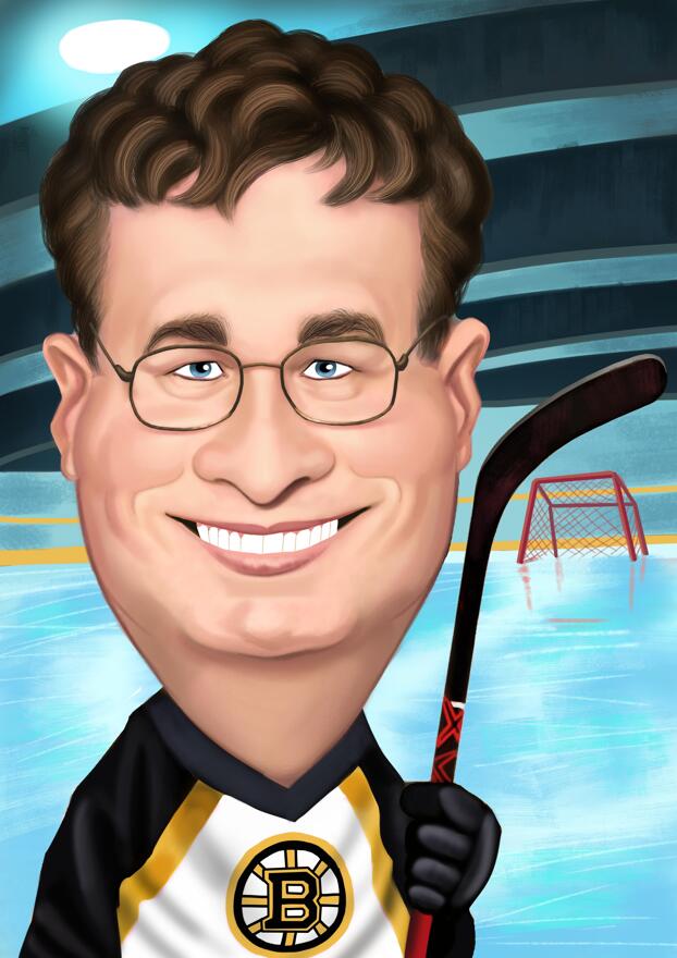 Hockey Caricature Colored Pencils Style