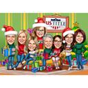Christmas Group Caricature Greeting Card