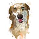 Australian Shepherd Cartoon Portrait in Natural Watercolour