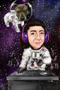 Astronaut Person Caricature Hand-Drawn from Photos on Custom Background