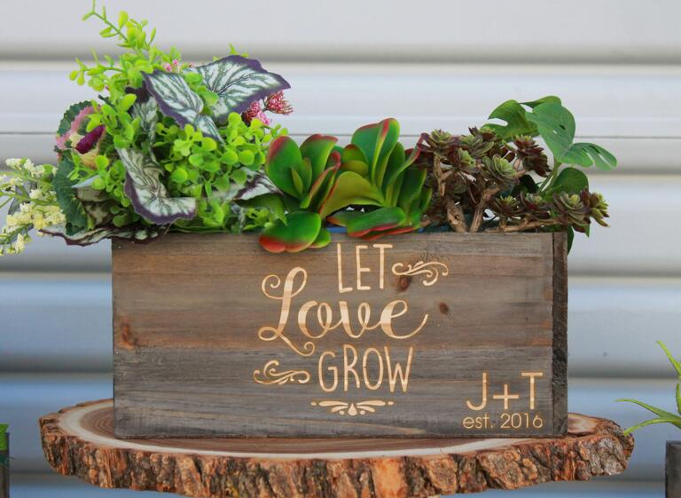 6. Wooden Flower Box With Personalization