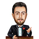 Man in Dinner Jacket Colored Caricature Gift from Photo