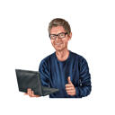 Thumbs Up Portrait of Person Holding Laptop