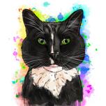 Retrato caricaturesco de gato esmoquin a partir de una fotografía.