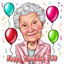 Caricatura divertente in stile a colori per la carta di anniversario di compleanno di 100 anni