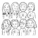 Dibujo de caricatura grupal de contorno