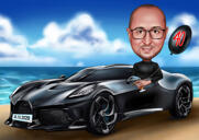 Personne voyageant en voiture Caricature pour un voyage de vacances Cadeau de dessin animé