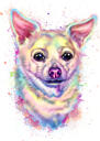 Caricatura da colorare naturale di Chihuahua da foto con schizzi di acquerello