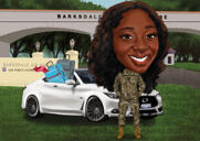 Kvindelige militære går væk tegnefilm