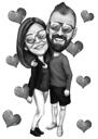 Parents Anniversary Caricature - Black and White Style