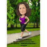 Jogging in Park Caricatura di persona in stile digitale a colori disegnata da foto