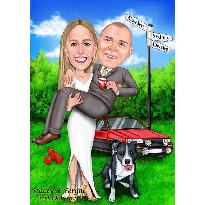 Bride Holding Groom Drawing