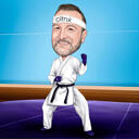 Henkilökohtainen karaten harjoittaja Henkilö sarjakuva muotokuva koko kehon tyypissä