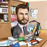Caricatura de escritorio de oficina dibujada a mano