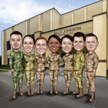 Caricatura como presente de agradecimento para equipes militares