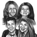 Portrait de famille : dessin en noir et blanc