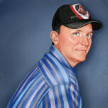 Man Painting on Blue Background