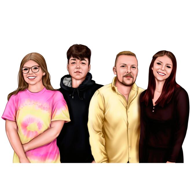Portret de grup realist în stil colorat din fotografii