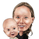 Retrato de caricatura de madre con bebé para regalo del Día de la Madre