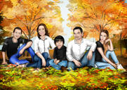 Ritratto di famiglia personalizzato da foto su sfondo naturale