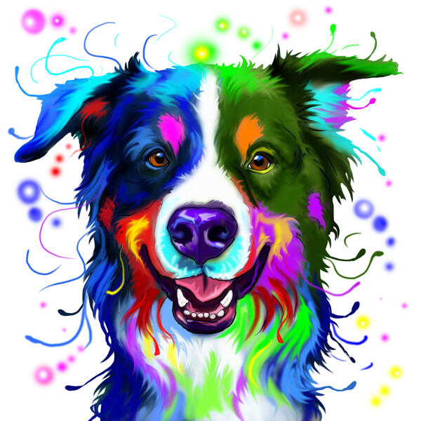 Portret de caricatură acuarelă Collie