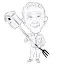 Outline Caricature featuring Profession or Hobby