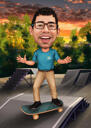 Sport Caricature: Person with Skateboard