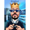 Gamer Gift - Caricature Portrait from Photo with Custom Background