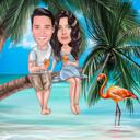 Caricature de couple en vacances