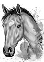 Horse Lover Gift – Custom Black and White Watercolor Equestrian Art