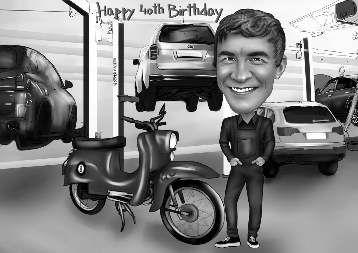 Mechanic Caricature: Auto Mechanic Cartoon Mechanic Caricature: Auto Mechanic Cartoon