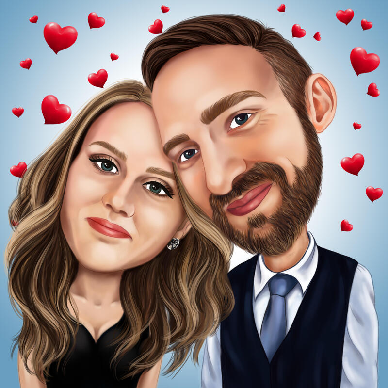 Love Forever Couple Cartoon Drawing from Photos with Background