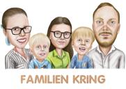 Perhe lyijykynällä karikatyyri muotokuva
