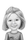 Beebitüdruku karikatuurportree fotolt mustvalges joonistusstiilis