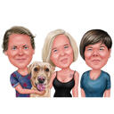 Familie met Labrador Portret Tekening