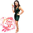 Ainutlaatuinen naispuolinen karikatyyri 21. syntymäpäivälahjaksi