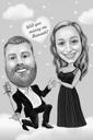 Персонализированная карикатура на предложение о помолвке в черно-белом стиле с фотографии