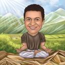 Caricatura da Natureza: Pessoa de Meditação de Yoga