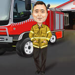 Custom Firefighter Caricature Portrait