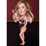 Pregnant Posing Woman Caricature in Swimming Suit for Announcement