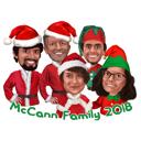 Holiday Group Caricature with Santa Hats