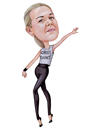 Woman Dancer Cartoon Portrait im Farbstil vom Foto