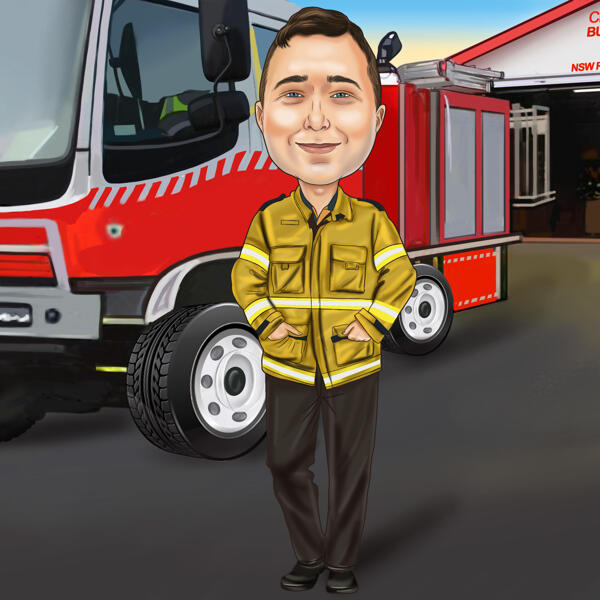 Custom Firefighter Caricature Portrait