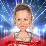 Cadeau de caricature de mère sur le tapis rouge