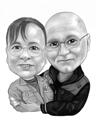 Oil Drawing: 2 Persons Caricature Black and White Style
