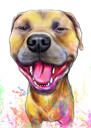 Staffordshire Bull Terrier tecknat porträtt i färgstil från foto