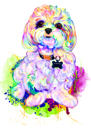 Full Body Rainbow Watercolor Bichon Maltaise Portrait Picture from Photos