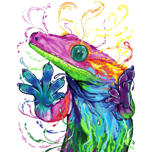 Caricature de lézard caméléon reptile à l'aquarelle