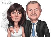 Retrato de caricatura de aniversario de bodas