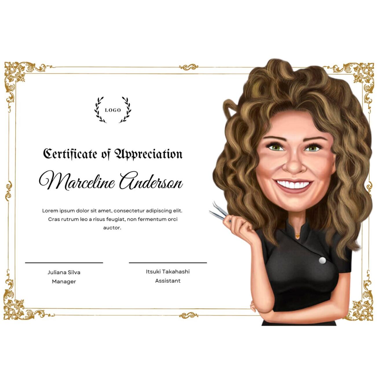 Personalised Certificate With Caricature my-personal-statement-on-behance